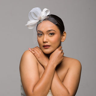 Holly- white minimal headpiece for the modern bride