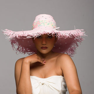 Hadal - Pastel pink sun hat with floral band