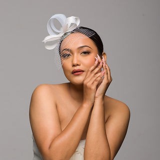 Holly- white minimal headpiece for the modern bride