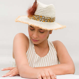 Bream- Fringed animal print sun hat