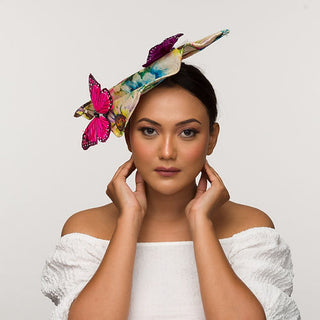 Papillon- floral derby fascinator with butterflies
