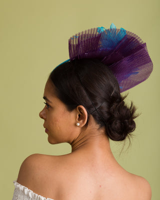 Blue Fascinator With Feather Mount (Samantha)