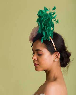 Kelly Green Derby Fascinator- Pink And Navy Derby Hat (Slate Form)