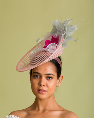 Pistachio Green And Pink Derby And Oaks Day Headwear (Sheer Crest)
