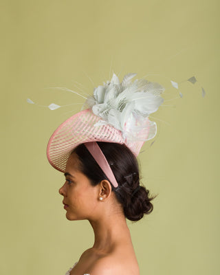 Pistachio Green And Pink Derby And Oaks Day Headwear (Sheer Crest)