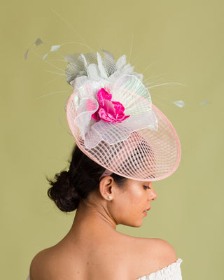 Pistachio Green And Pink Derby And Oaks Day Headwear (Sheer Crest)