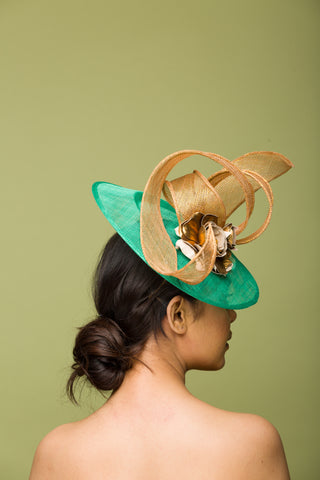 Gold Accent Green Fascinator (Golden Snitch)