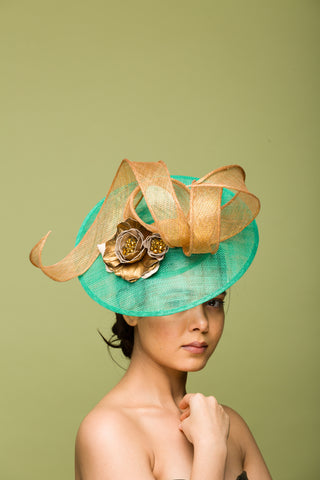 Gold Accent Green Fascinator (Golden Snitch)