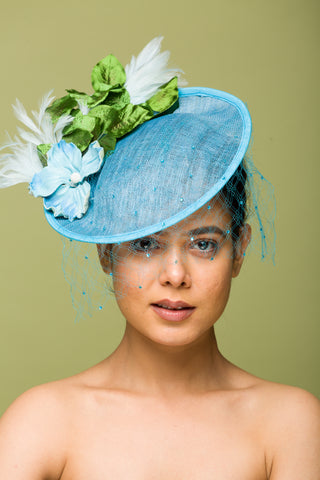 Blue Fascinator With Veil (Emery)