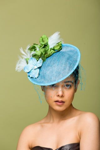 Blue Fascinator With Veil (Emery)