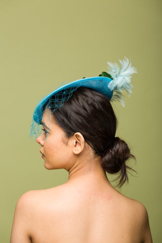 Blue Fascinator With Veil (Emery)