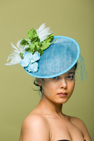 Blue Fascinator With Veil (Emery)