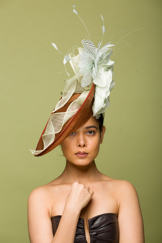 Big Fascinator Hat On Headband (Cocoa Sienna)