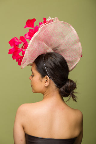 Pink Fascinator Beige Base Headwear (Freesia)