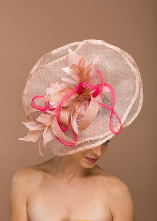 Freesia- beige and pink double layered unique fascinator