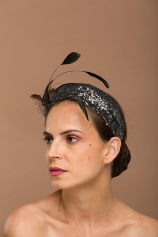 Audrey- cocktail headband perfect for evening casual to formal dinner events