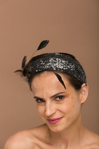 Audrey- cocktail headband perfect for evening casual to formal dinner events