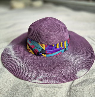 Adanaa-Purple foldable sun hat with color pops