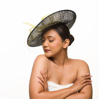 Navy Madison- classic style fascinator with veil
