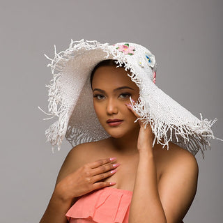 White Tang - Dramatic floral sun hat