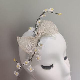 Kids chic bow mini headwear fascinator hair band with floral vine trims