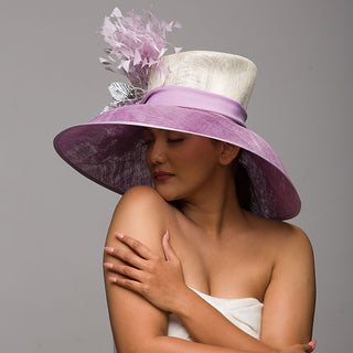 Classic lilac and beige derby hat