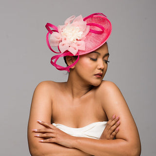 Pink fascinator with ombre shade trims