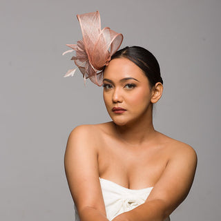 Luca- Neutral floral fascinator with feather flowers