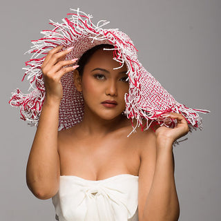 Betta - Flowy red and white chic sun hat