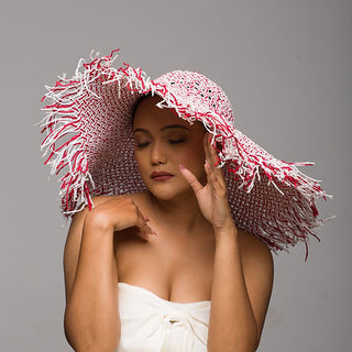 Betta - Flowy red and white chic sun hat