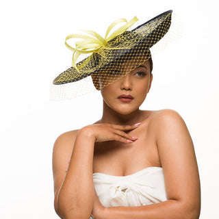 Navy Madison- classic style fascinator with veil