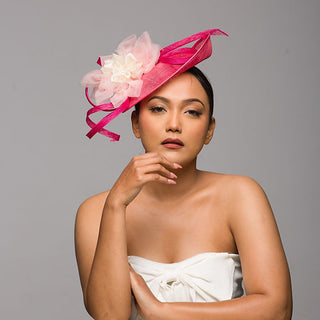 Pink fascinator with ombre shade trims