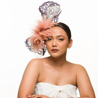 Lavender Chloe- organic fascinator with feathers