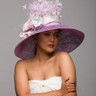 Classic lilac and beige derby hat