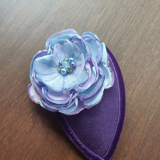 Kids purple velvet teardrop mini headwear fascinator ideal for ages 3-6