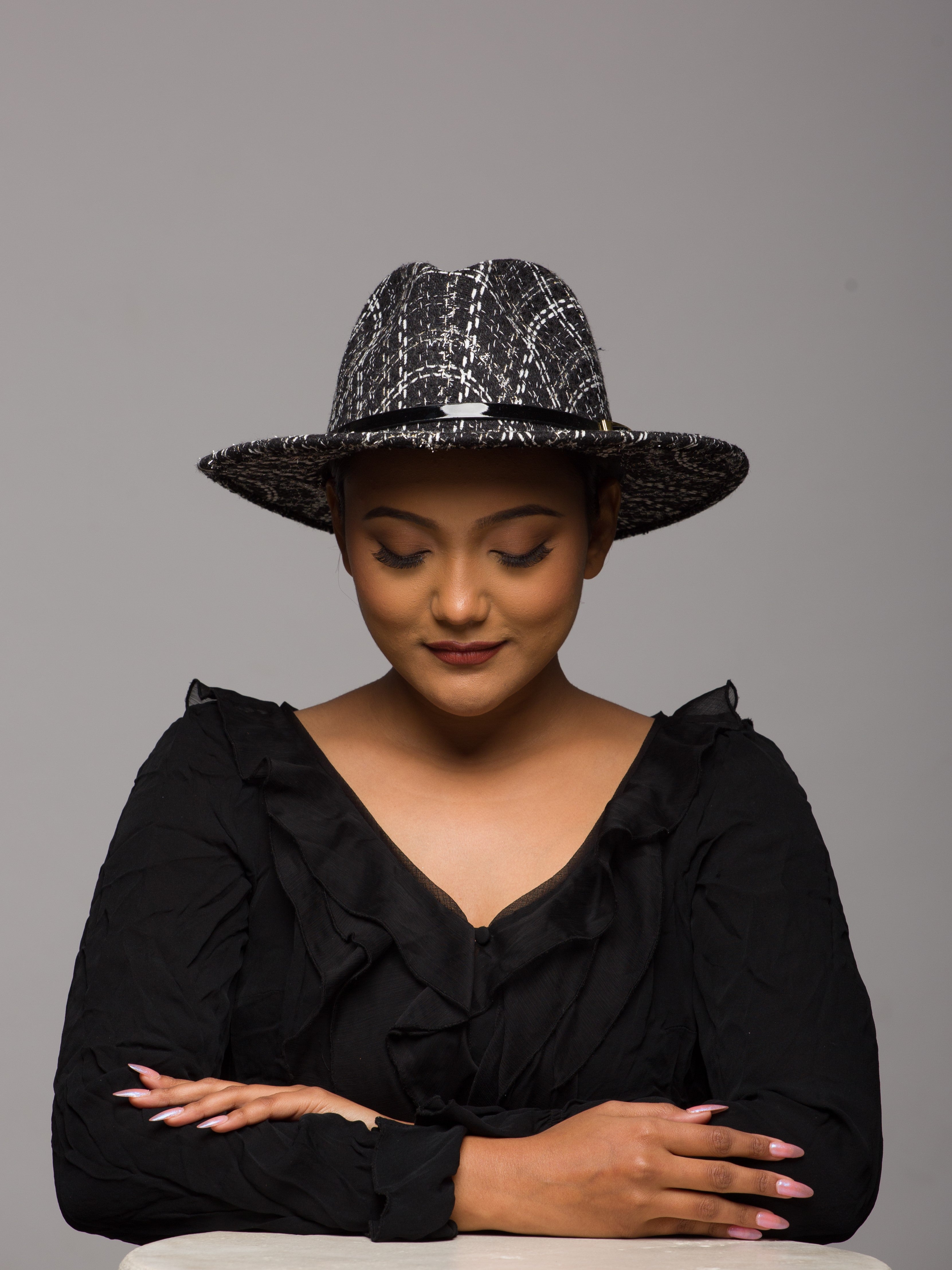 Black Hat Tweed Fedoras (Tuxedo) – Maaneh Millinery