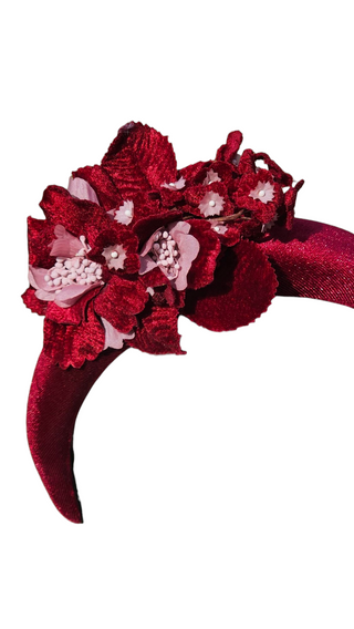 burgandy fascinator headband