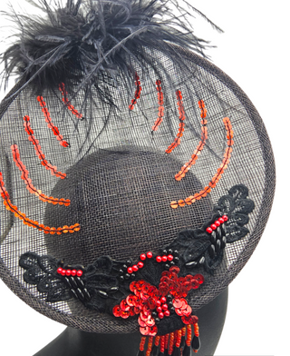 embroidered fascinator hat