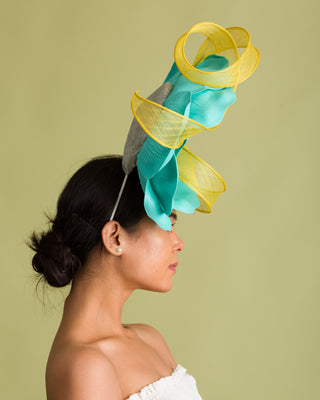 Kentucky Derby hat for blue dress