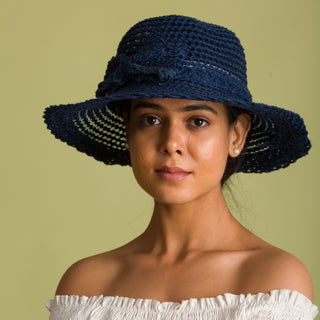 Navy sun hat with simple bow