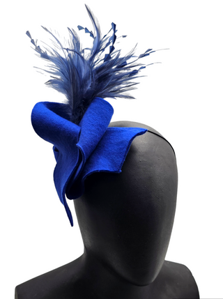 Anastasia-subtle yet elegant blue felt fascinator