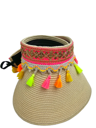 Gianna-Beige bohemian rollable sun visor