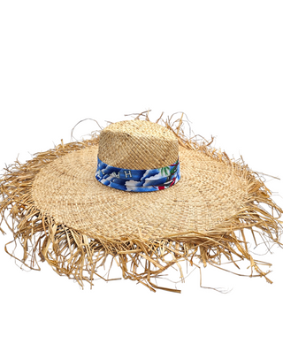 Pepper red- Natural straw sun hat with silk band and flower