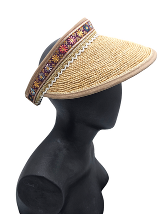 Safia- Natural straw bohemian sports visor