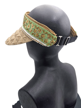 Daper Diva- Beige and gold party sun visor