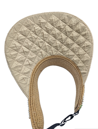 Daper Diva- Beige and gold party sun visor