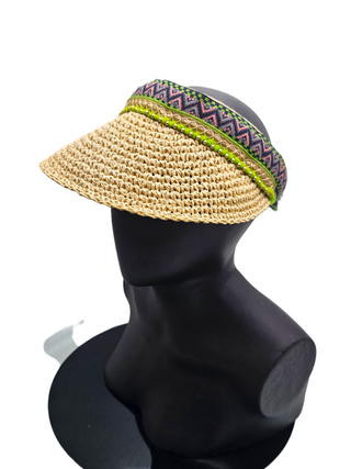 Amara- Natural straw bohemian sports visor