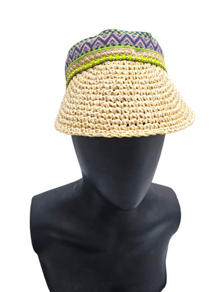 Amara- Natural straw bohemian sports visor