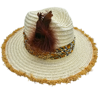 Bream- Fringed animal print sun hat