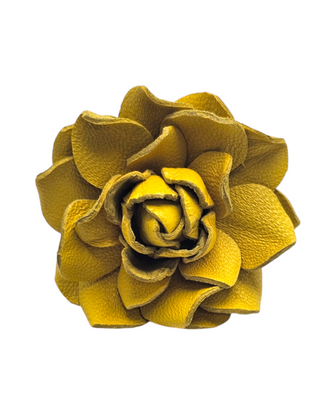 Amber- Golden Yellow Leather Flower Ring